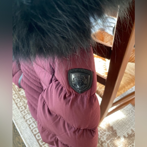 RUDSAK Women’s Winter Coat Med Never Warn-Burgundy with Blk Fur & leather Trim - Picture 2 of 12